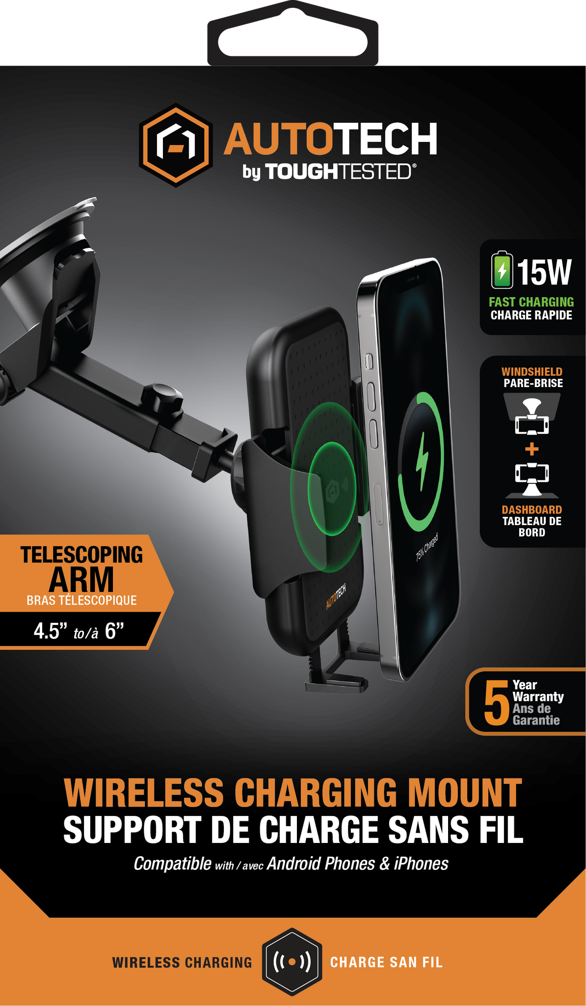 ToughTested 15W Wireless Charging Phone Mount