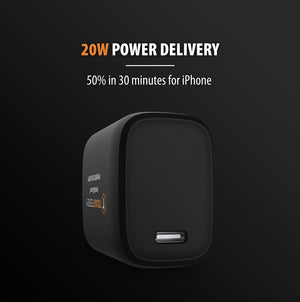 Dual USB Port 20 Watts USB-C Power Delivery (PD) Fast Wall Charger Kit For iPhone