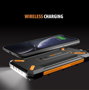 10,000 mAh Solar Charger & Wireless Portable Power Bank - ROC10