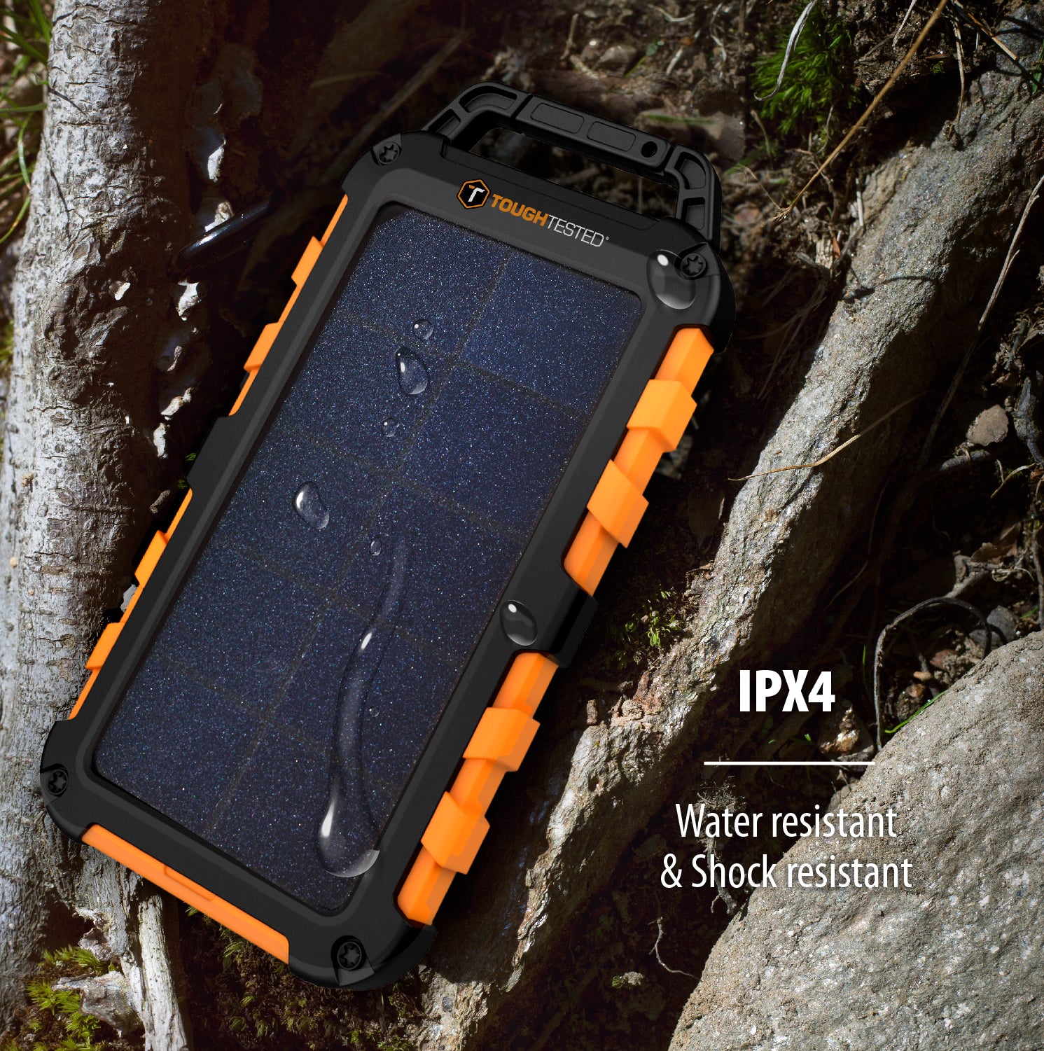 ToughTested 10,000 mAh Solar Portable Charger (IPX4 Waterproof)