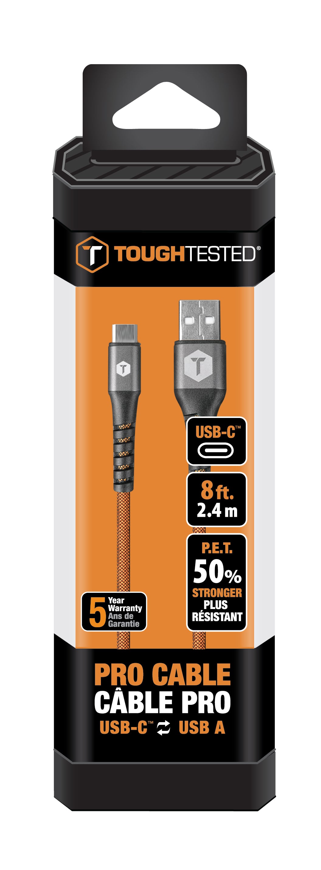 8 Ft. PRO Armor Weave USB-A to USB-C Cable