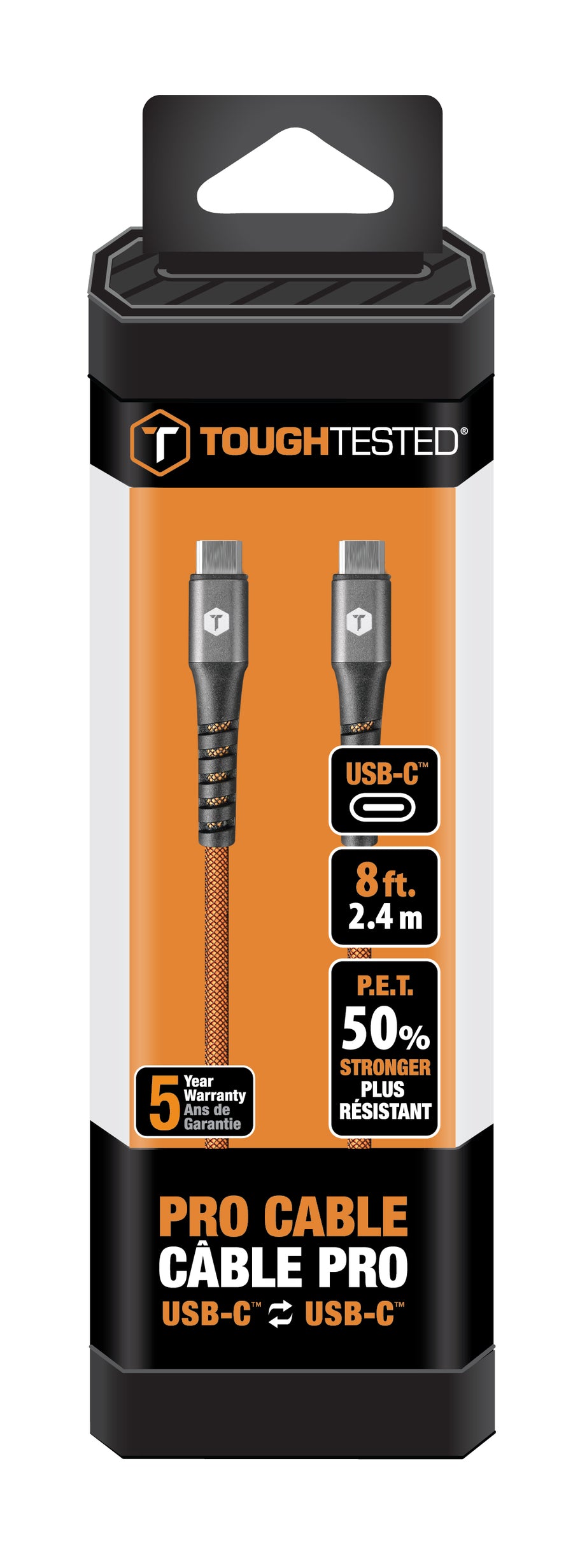 8 Ft. PRO Armor Weave Cable with Slim Tip with USB-C to USB-C Connector
